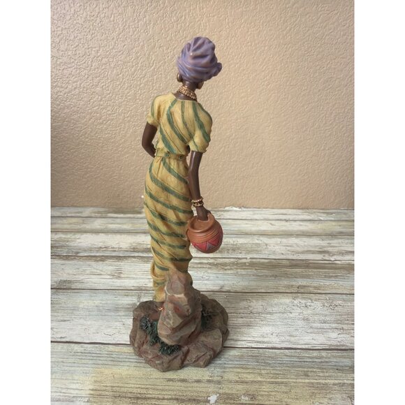 Lot Of 3 Elegant African Woman Figurines Hand Painted Resin Tribal Decor - Picture 9 of 14